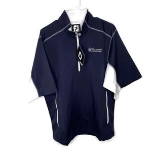 New FJ Foot Joy Navy & White Short Sleeve Sport Wind Shirt Outerwear Golf M